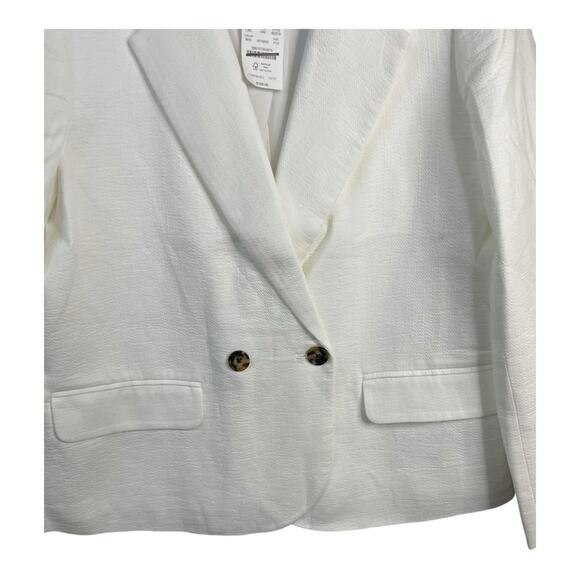 J. Crew Factory Textured Cotton Blazer in White Size 12 Petite NWT - Picture 7 of 12